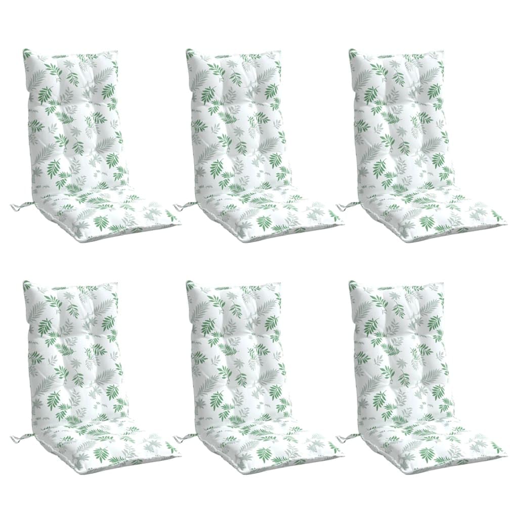 vidaXL Cuscini Sedia Schienale Alto 6 pz Tessuto Oxford Motivo Foglie