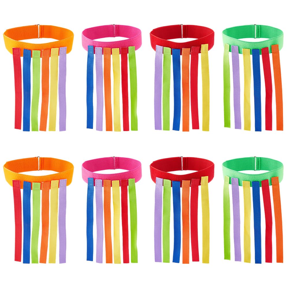 DICOSMETIC 8Pcs 4 Colors Catch Tail Game Oxford Cloth Pull Tail Game Band Fun Interactive Training Tails Grab Games for Family Carnival Yard Birthday Camping Picnic Outdoor Party Activities