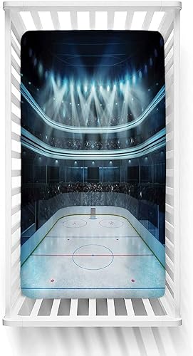 Sábana bajera ajustable para cuna de hockey, foto de un estadio deportivo, llena de gente, audiencia, torneo, campeonato, microfibra suave y sedosa,