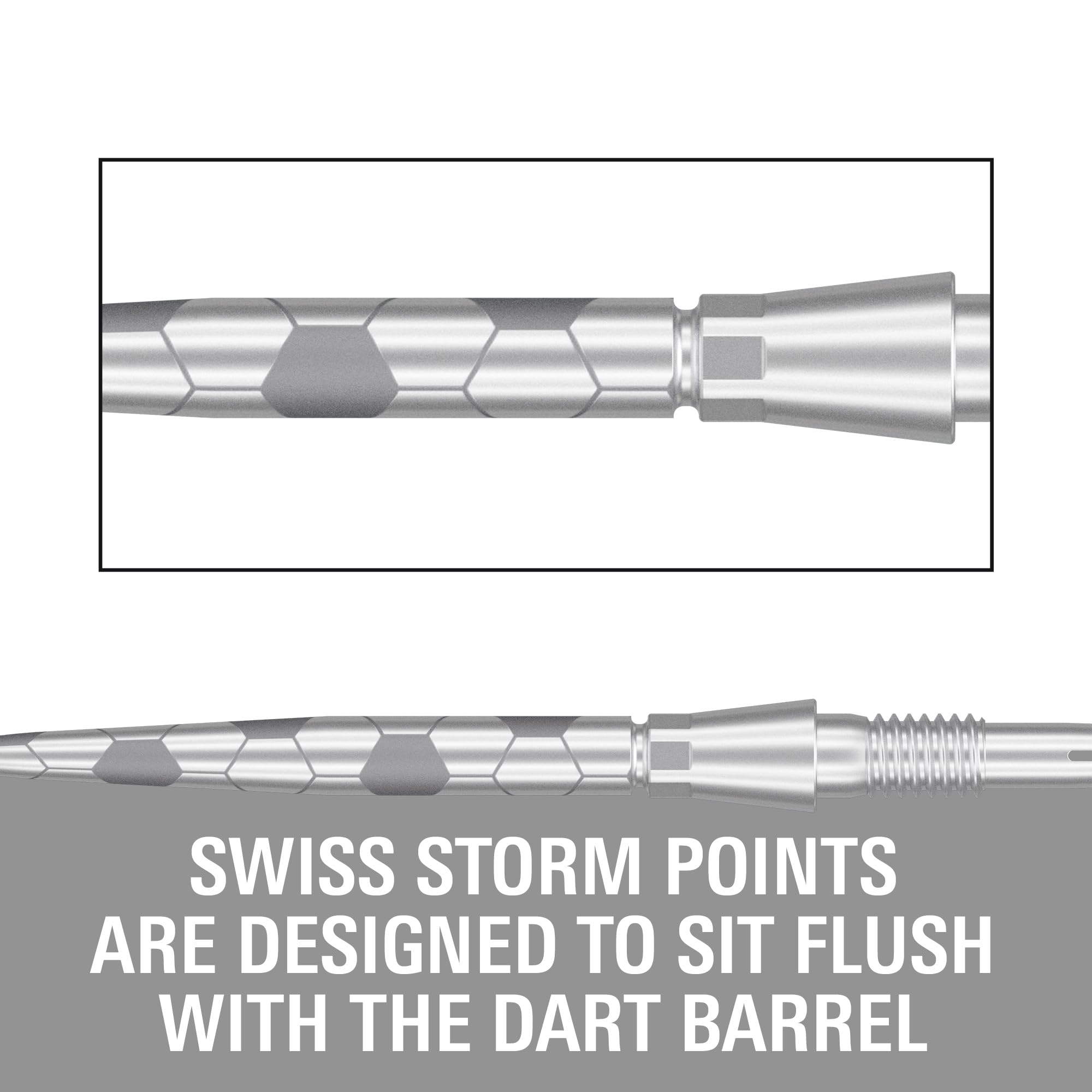 Target Darts Swiss Point Storm Pointes de Fléchettes en Acier, Onyx (Lot de 3 Pointes) 26MM/30MM/35MM – Or/Argent/Noir | Changer Les Pointes de Fléchettes, Les Pointes de Rechange, Les Accessoires