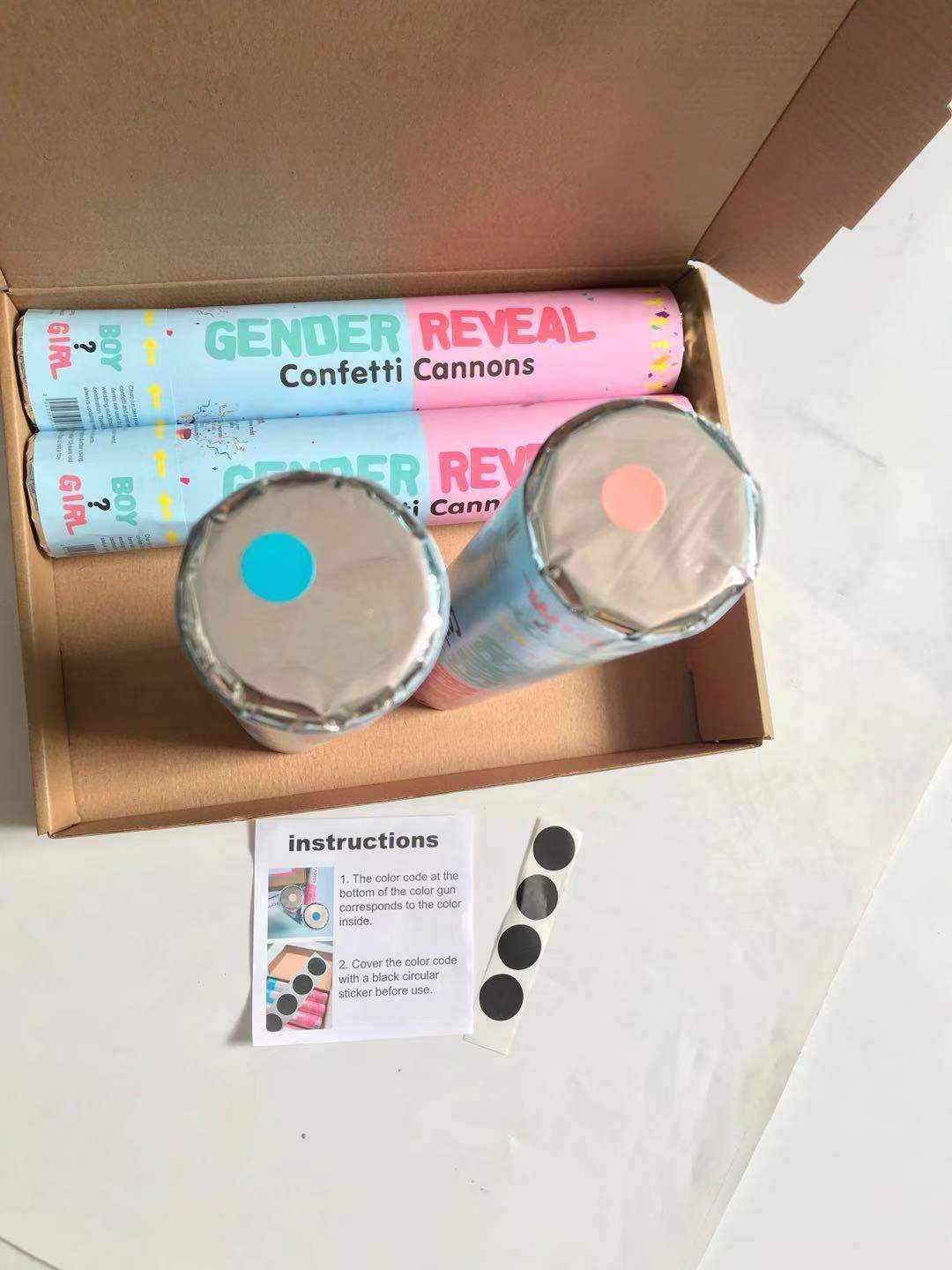 Posies Petals Gender Reveal Confetti Cannon Poppers 2 x Blue & 2 x Pink