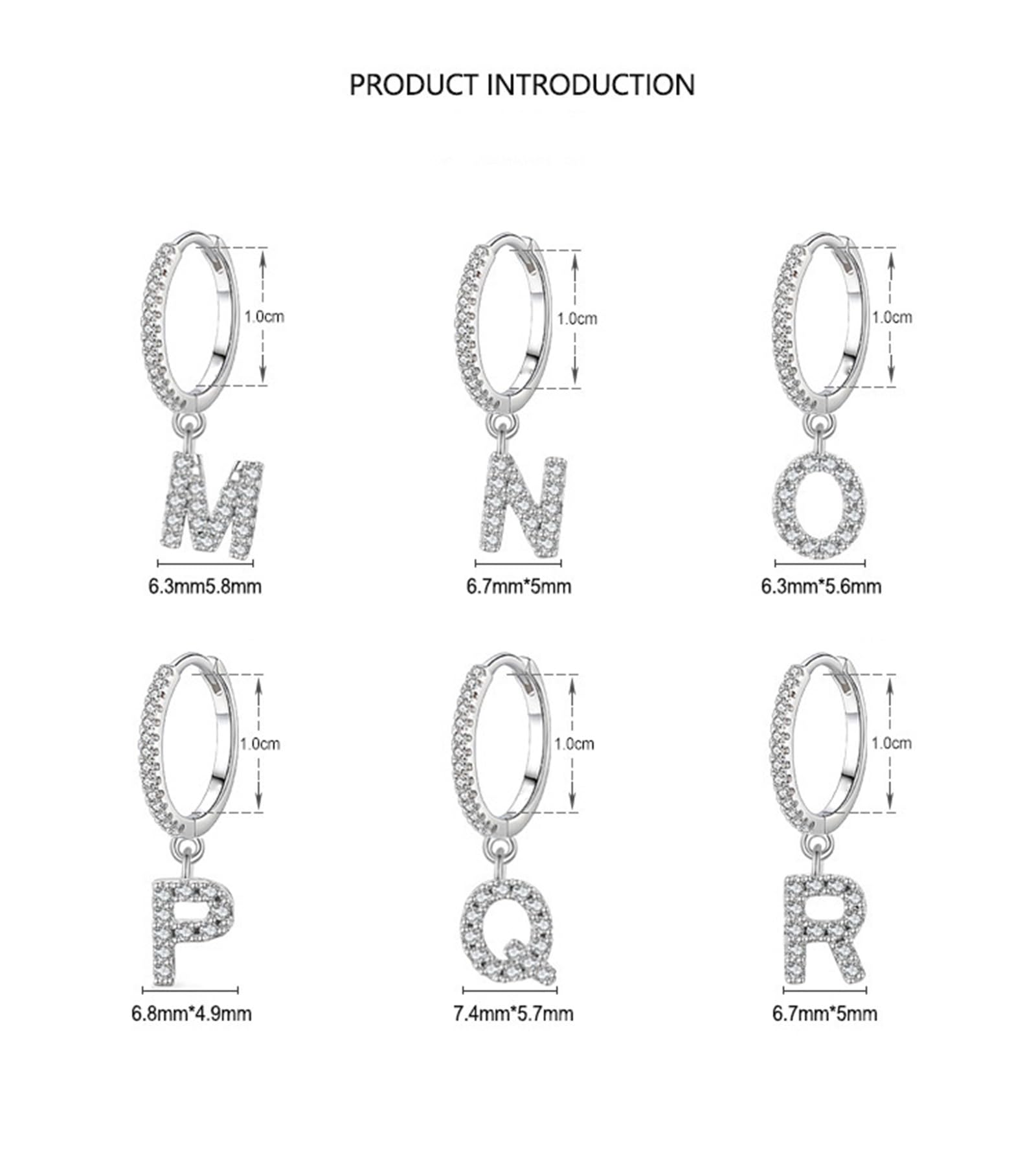 Wycian Pendientes de aro para mujer, apilables, letra dorada para ella, oro blanco