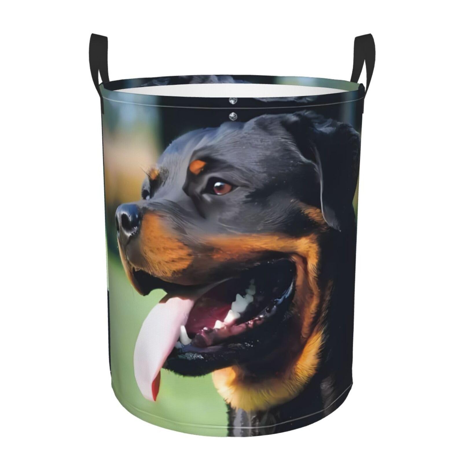 M Circular Hamper Rottweiler Dog (1) Print for Dirty Clothes