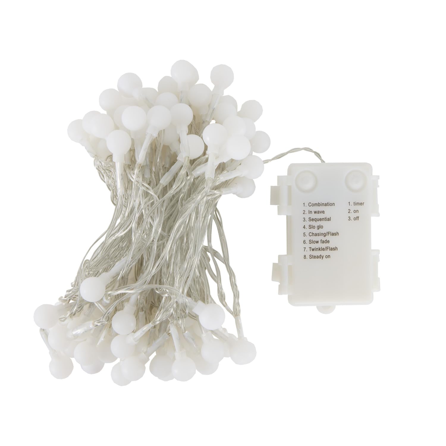 Idena 30523 - Łańcuch świetlny LED z 100 diodami LED w kolorze ciepłej bieli, do użytku na zewnątrz i wewnątrz, długość ok. 10,2 m, funkcja timera 6-godzinnego, 8 funkcji świetlnych