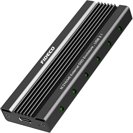 FIDECO M.2 NVME External SSD Enclosure, PCIe USB 3.1, Gen 2 Adapter with 10Gbps Transfer Rate, USB C Hard Drive Caddy/Case for M-Key & M+B Key NVME SSD 2230/2242 / 2260/2280, Support UASP