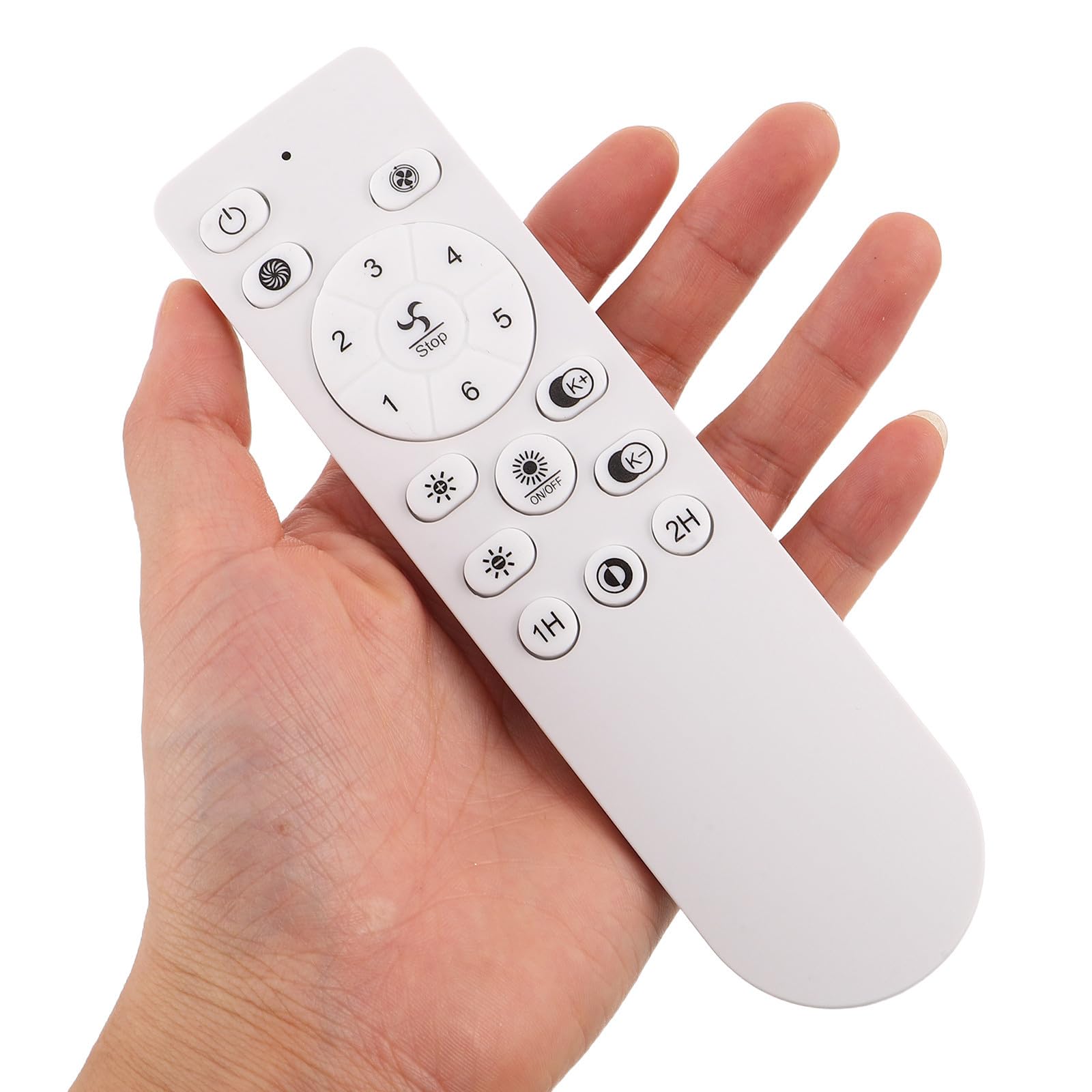 Gadpiparty Control Remoto para Ventilador de Techo con Ajuste de Velocidad en 6 Niveles, Temporizador de 1/2 H, Botón de Encendido/apagado, Diseño Moderno y Carcasa de Plástico Blanco