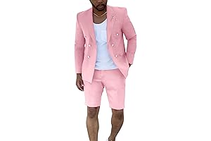 TraSign Men's 2-Piece Single-Breasted Double Breasted Slim Fit Short Suit Set