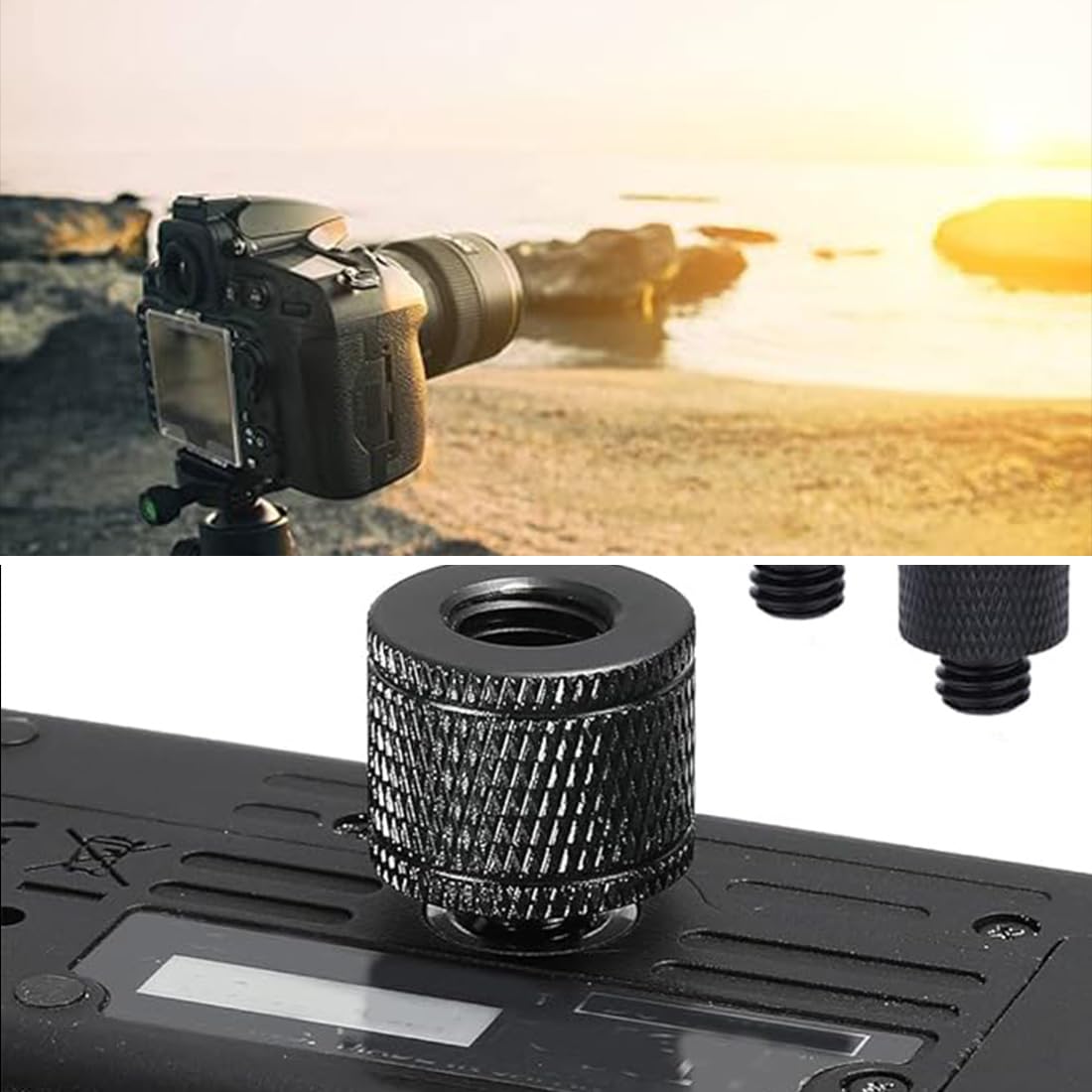 4 Pezzi Adattatore Filettatura 1/4 "Maschio A 3/8" Femmina E 3/8" Maschio A 1/4" Femmina Treppiede Adattatore Vit Per Altoparlanti Fotocamera Treppiede Microfono Stand Monitor (Nero)