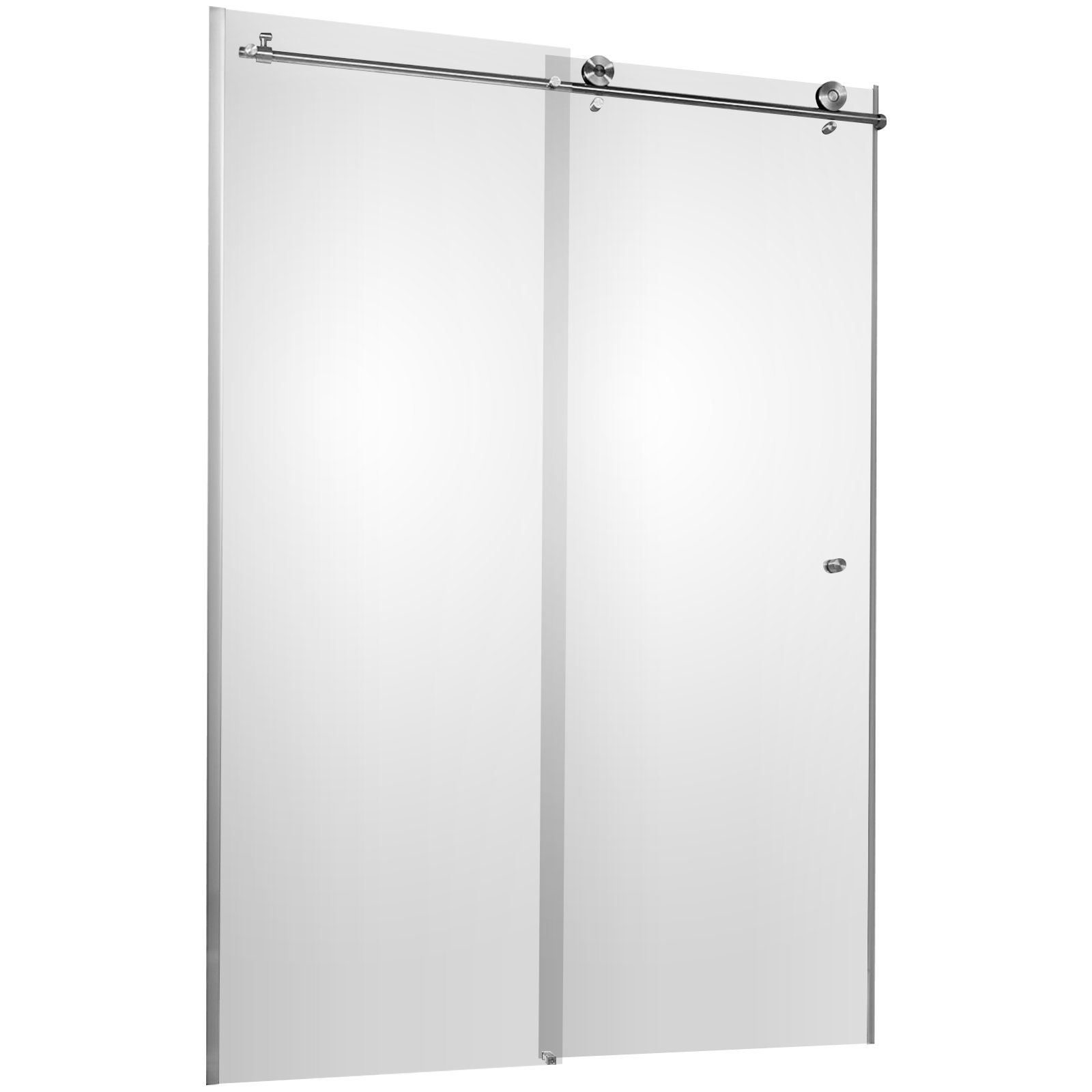 Schulte porte de douche coulissante 120 x 200 cm, en niche, roulettes en haut, aspect chromé, 2 verres de sécurité transparent 8 mm, montage 1 partie fixe réversible, plage de réglage 118.5-120.5