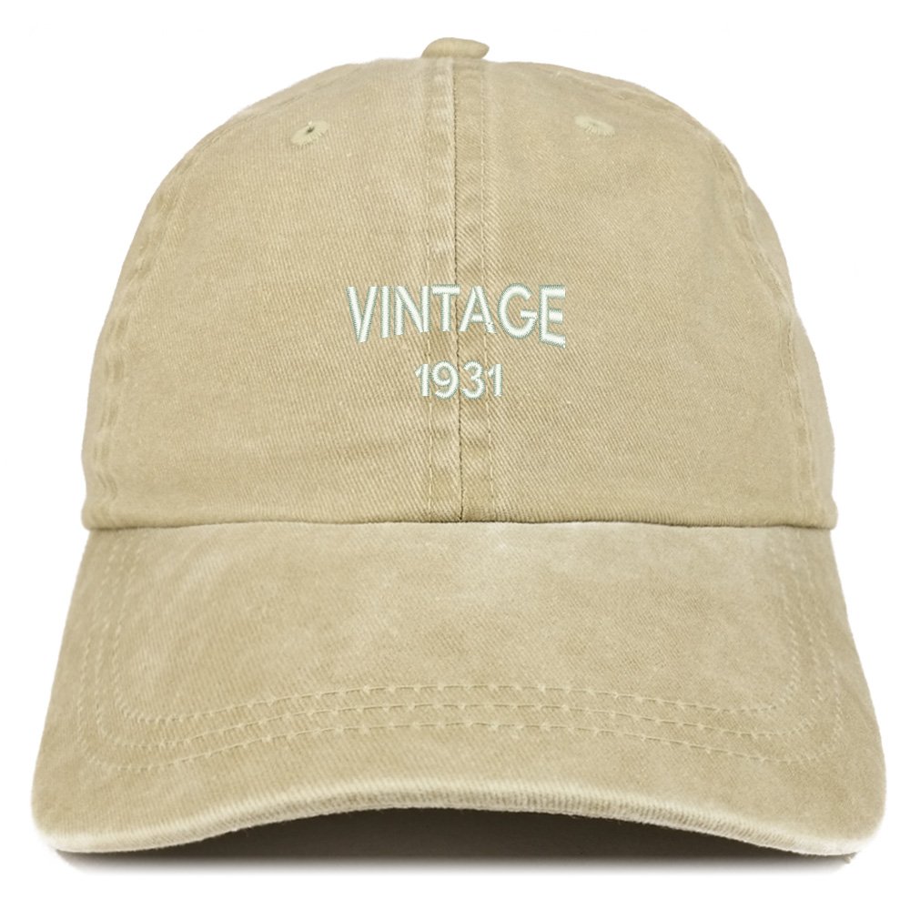 Trendy Apparel ShopSmall Vintage 1931 Embroidered 93rd Birthday Washed Pigment Dyed Cap