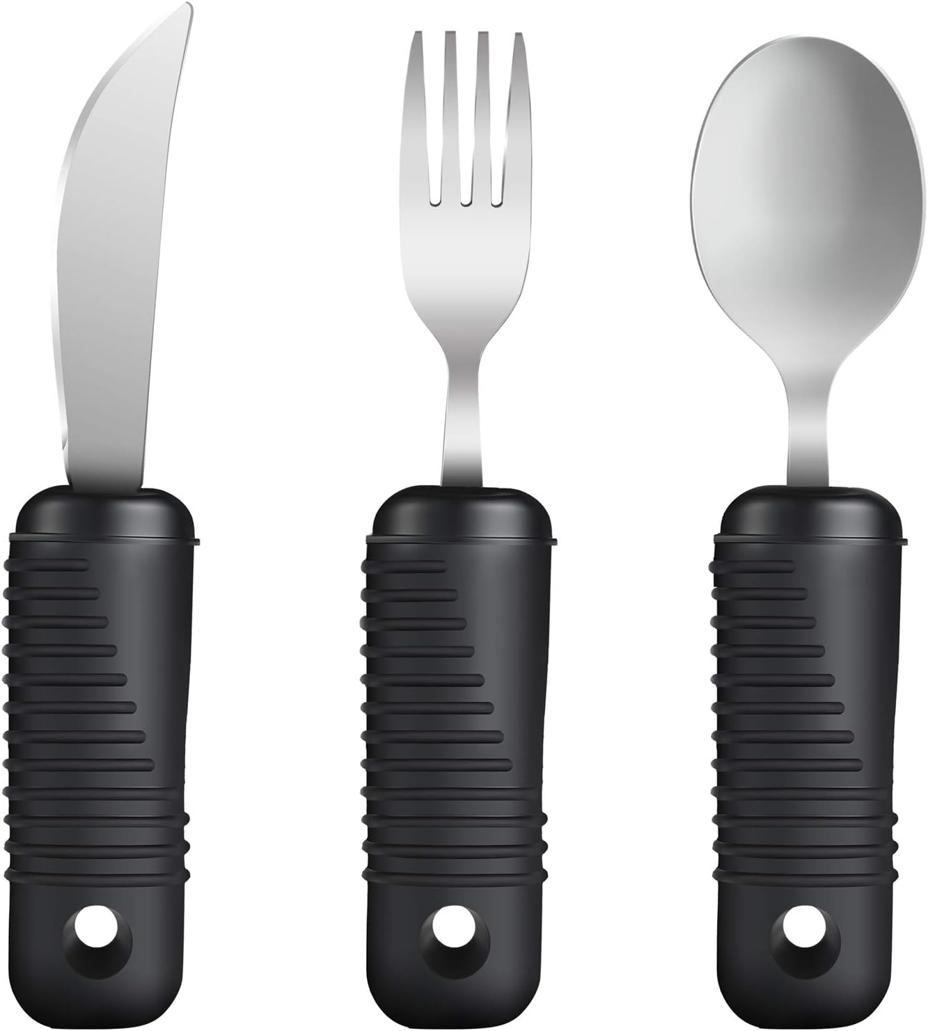- YPC Adaptive Utensils,Easy Grip Silverware,Built-Up Fork,Spoon and Rocker Knife for Adults,Elderly,Arthritis,Tremors and Parkinsons,3 Piece Set