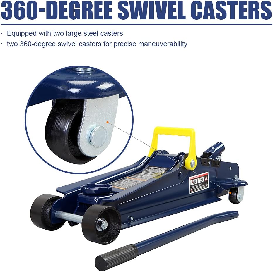 2.5 Ton (5,000 lb) Capacity Blue Hydraulic Low Profile Trolley Service/Floor Jack with Single Piston Quick Lift Pump