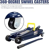 Vista 3 de Gato hidráulico azul de piso de servicio hidráulico de bajo perfil de 2,5 toneladas (5,000 lb) con bomba de elevación rápida de un solo pistón