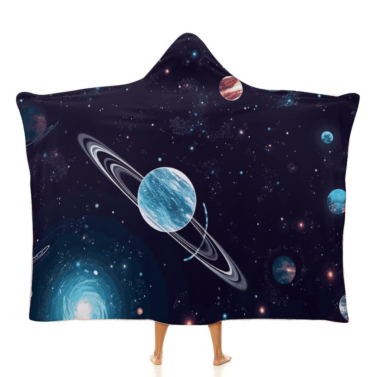 Couverture à capuche portable en peluche blanc 127x152cm femme homme
