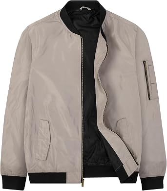 Mywu Mens Bomber Jacket Slim Fit Casual Windproof Lightweight Jackets
