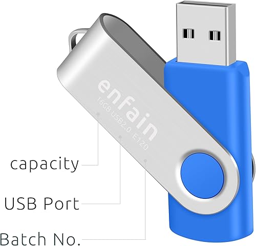 Miniatura 4 de Enfain Paquete de 10 unidades flash USB 2.0 profesionales de 1 GB en color negro, ideal para copias de seguridad y transferencia de archivos