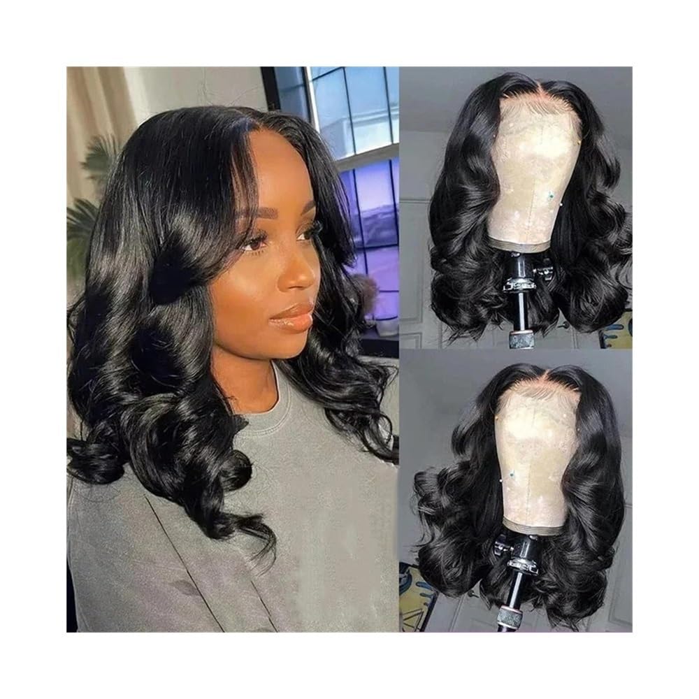 Peluca de cabello humano prearrancada con encaje frontal invisible y efecto natural