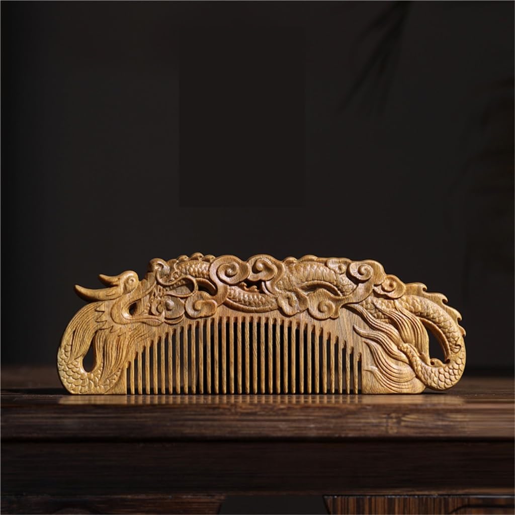 Peruka Grzebień Dragon Carved Comb Solid Wood Short Hair Comb Long Hair Comb Suitable for Beard, Hair, Styling Design Duże grzebienie do włosów