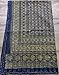 Sophia-Art Blue Cotton Kantha Quilt, Twin Size, Hand Stitch Ajrakh Bed-Cover, Indian Bohemian, Multi, 60