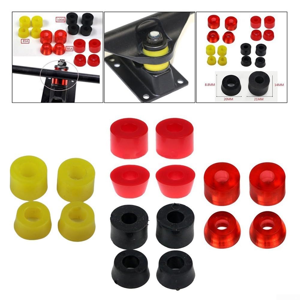 Bujes de poliuretano para monopatín y longboard, kit de repuesto de 4 piezas, rojo