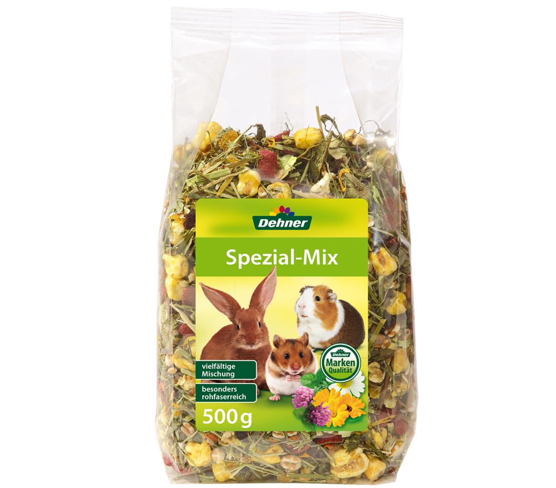Dehner Nagersnack, Spezial-Mix rohfaserreich, für Zwergkaninchen / Nager, Kräuter / Gemüse, 6 x 500 g (3 kg)