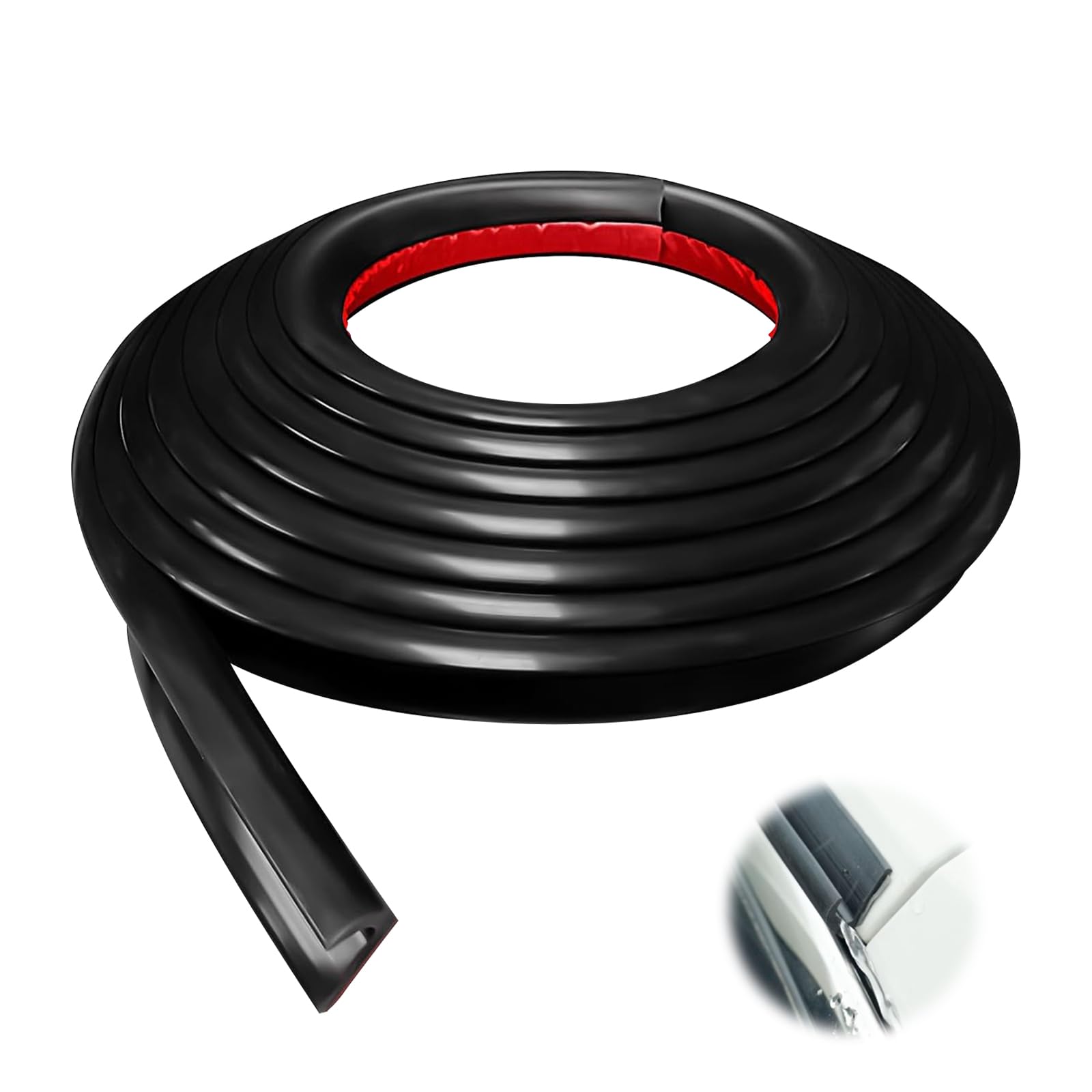 RV Rain Gutter for Car Van and RV, Door Rain Drip Guard, Roof Rain Diverter, Mini Gutters for Sheds, RV J-Shape Rain Gutter Rubber Drip Rail, PVC Plastic 16ft, Black