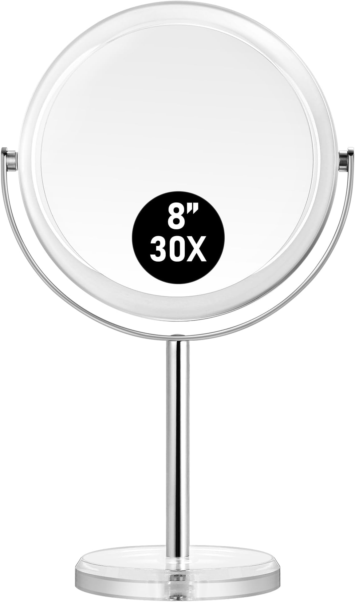 30X Magnifying makeup mirror, Double Sided 1X & 30X magnifying mirror with stand, Shaving Bathroom mirror Free Standing,Tabletop Vanity Mirror with 360°Rotation for Bathroom or Bedroom