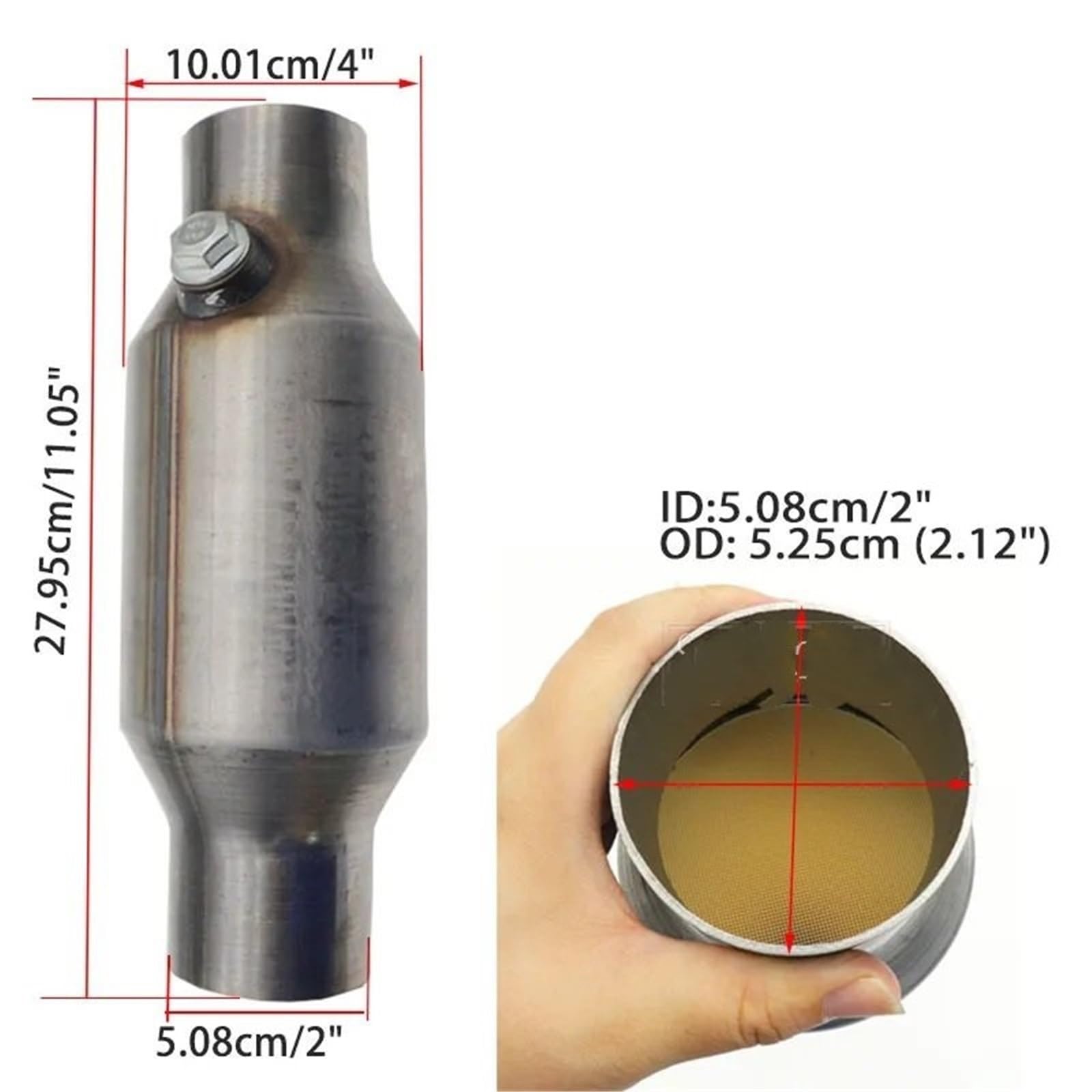 katalizatory spalin Catalytic Converter With Sensor Port 2'' 2.25'' .5'' 3'' EURO 1 Round Universal Car Exhaust System 400 Cells Weld-On(2 inch)