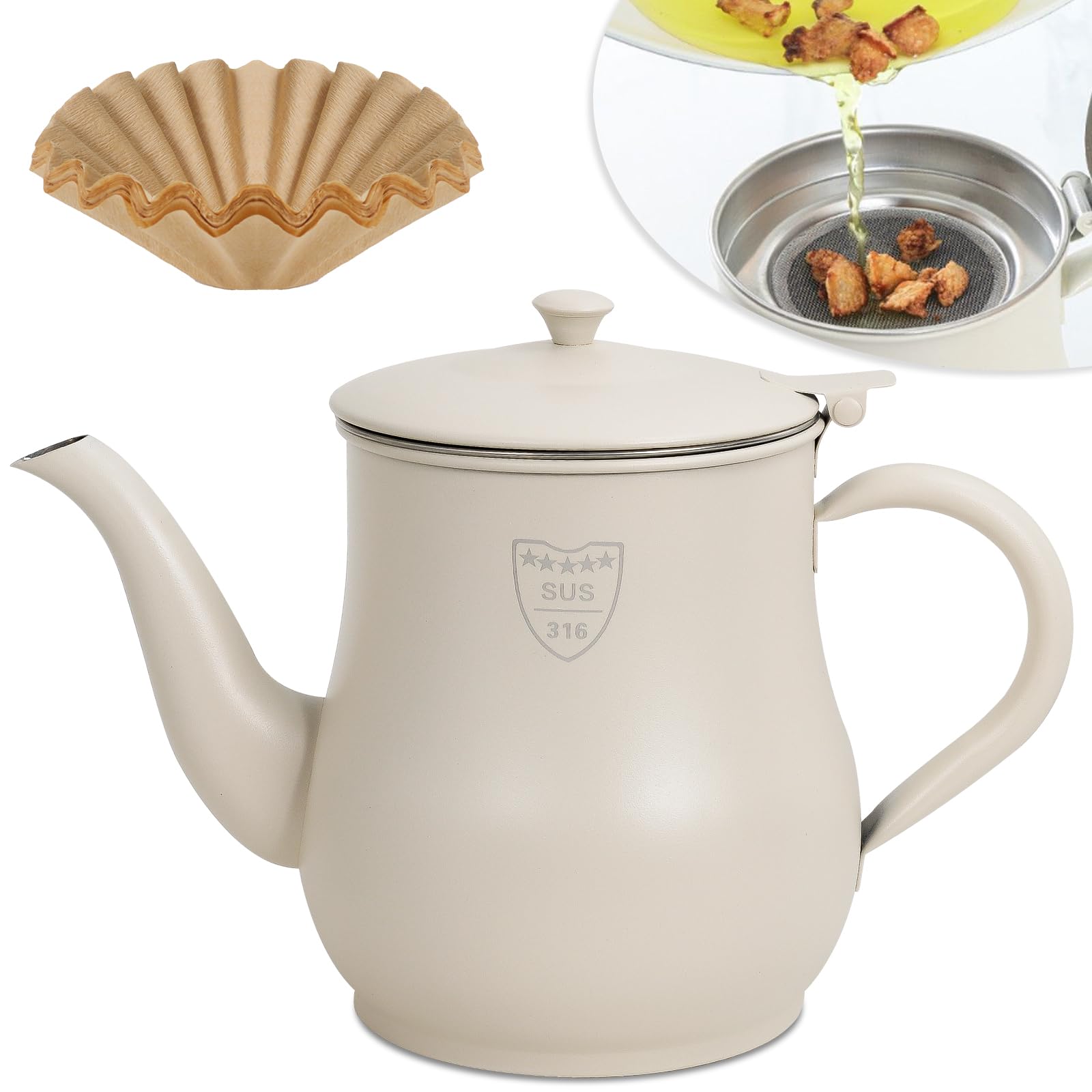 Amazon | [Numola] SUS316オイルポット 油漉し器 油ポット 油