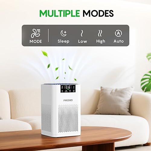 Miniatura 7 de FRESKO Purificador de aire pequeño para el hogar, purificadores de aire HEPA para pelo de mascotas, olores, limpiador de aire silencioso con