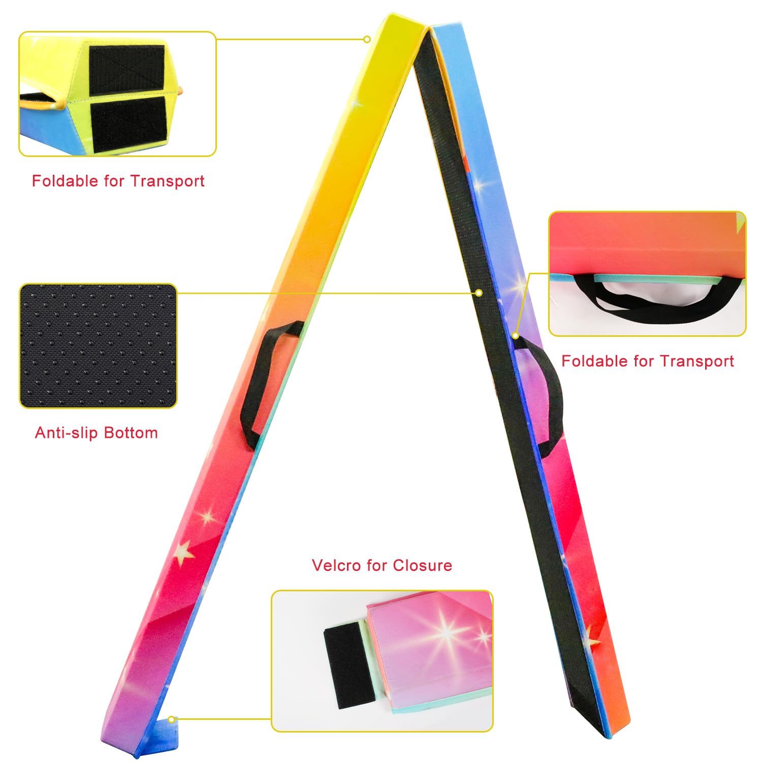 Schwebebalken für Zuhause, 300/270/240 cm Balken Turnen Klappbar Tragbar für Kinder Erwachsene, Gymnastik Balance Beam mit Rutschfester Gummiboden für Professionelle Turner oder Anfänger