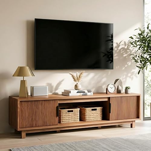 Alpen Fluted TV Stands for Living Room, 70" Mid Century