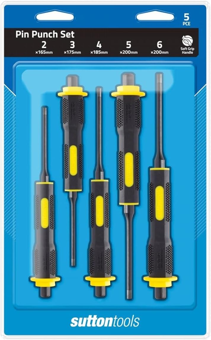 Sutton M706 Soft Grip Pin Punch 5-Pieces Set, 2, 3, 4, 5, 6 mm Range