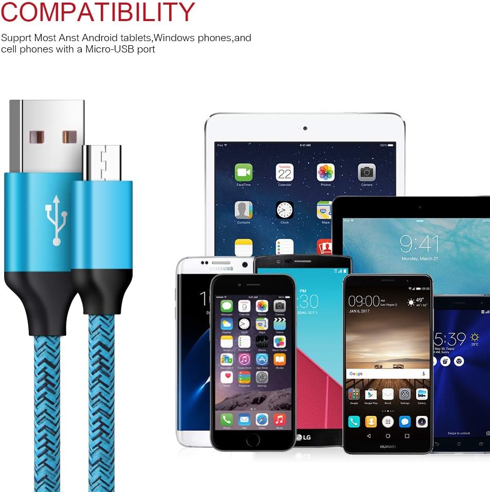 Android Charger Micro USB Cable 2 Pack 6ft Long Braided Cords Fast Charging Compatible for Samsung Galaxy S7 S6 Edge/Active, J8 J7 J3 V, Moto E5 G5 G6 Play, Tablet, PS4 Pro Slim, Note 4 5, LG G3 G4 Q6 8 61crcL4Fb8L. AC SL1000