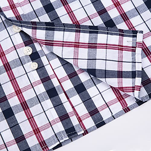 Pashartuk Cotton Regular Fit Mens Long Sleeve And Short Sleeve Shirts Button Down Shirts For Men(Navy Red 096,X-Large) #TOP3