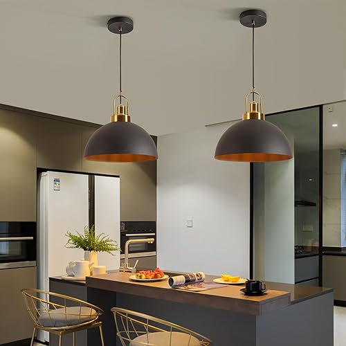 Miniatura 8 de YHANFENGCY Modern Black Pendant Light - 13.58 Inch Diameter - 78.74 Inch Wire Length - Perfect for Kitchen Island, Hallway - Versatile Lighting