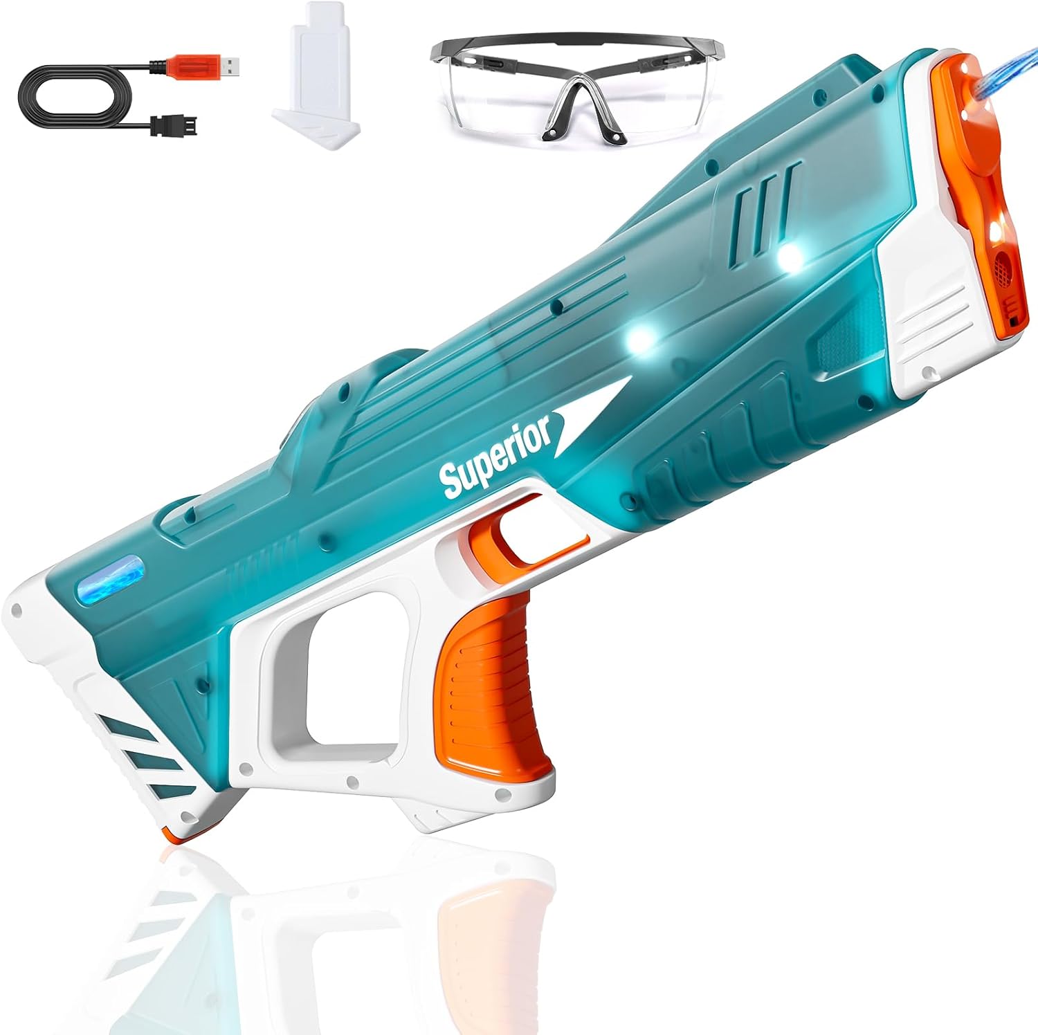 Skirfy Electric Water Gun with Display,Auto Suction Water Guns for Adults&Kids,Squirt Guns Battery Powered Automatic Water Blasts,Pool Beach Outdoor Party Toys for Kids