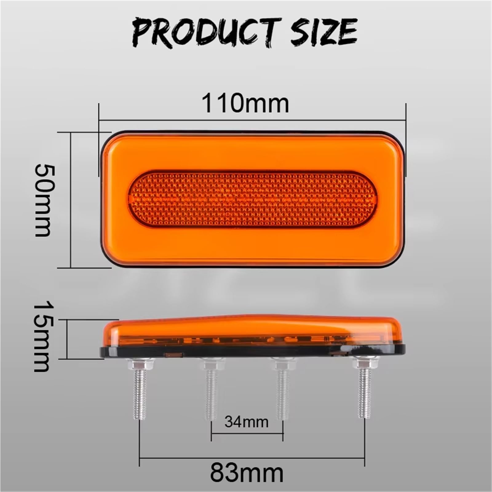 Genérico intermitente automóvil Luz Trasera Universal Remolque 3 En 1 Anillo Flash Halo 12V 24V Señal Giro Freno Cuadrado Lámpara Circulación Diurna Camioneta(2pcs Oval)