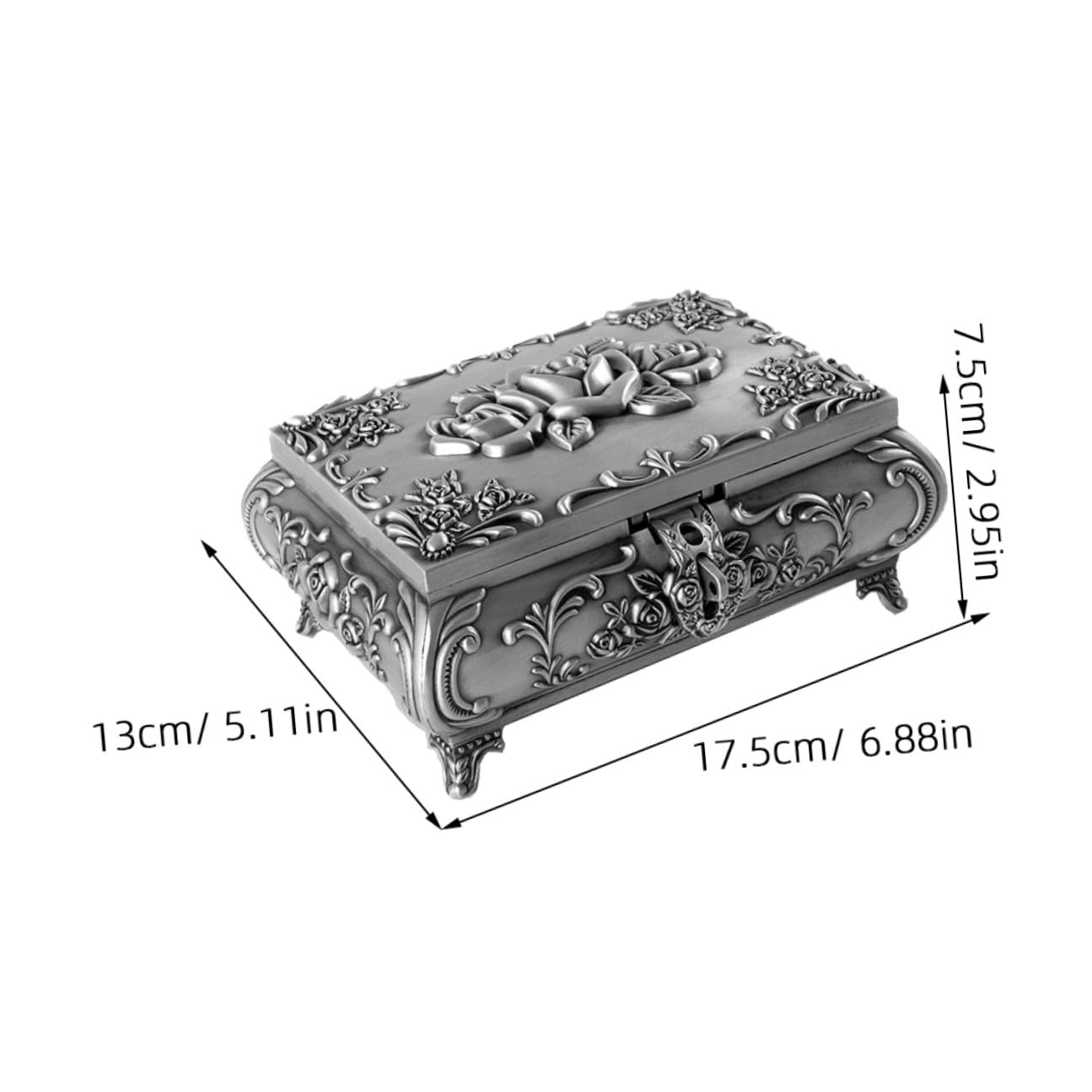 Hohopeti Scatola Gioielli Vintage in Lega di Zinco Argento con Chiusura