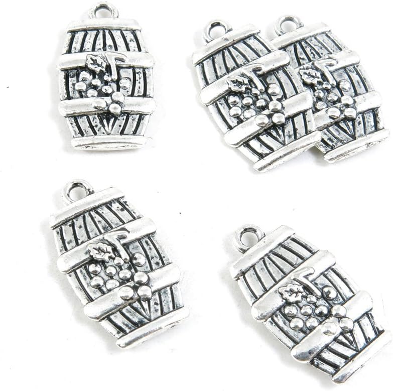 Antique Silver Tone Jewelry Making Charms Pendant Findings Craft Supplies Bulk Lots Arts M8UE7 Barrel Cask