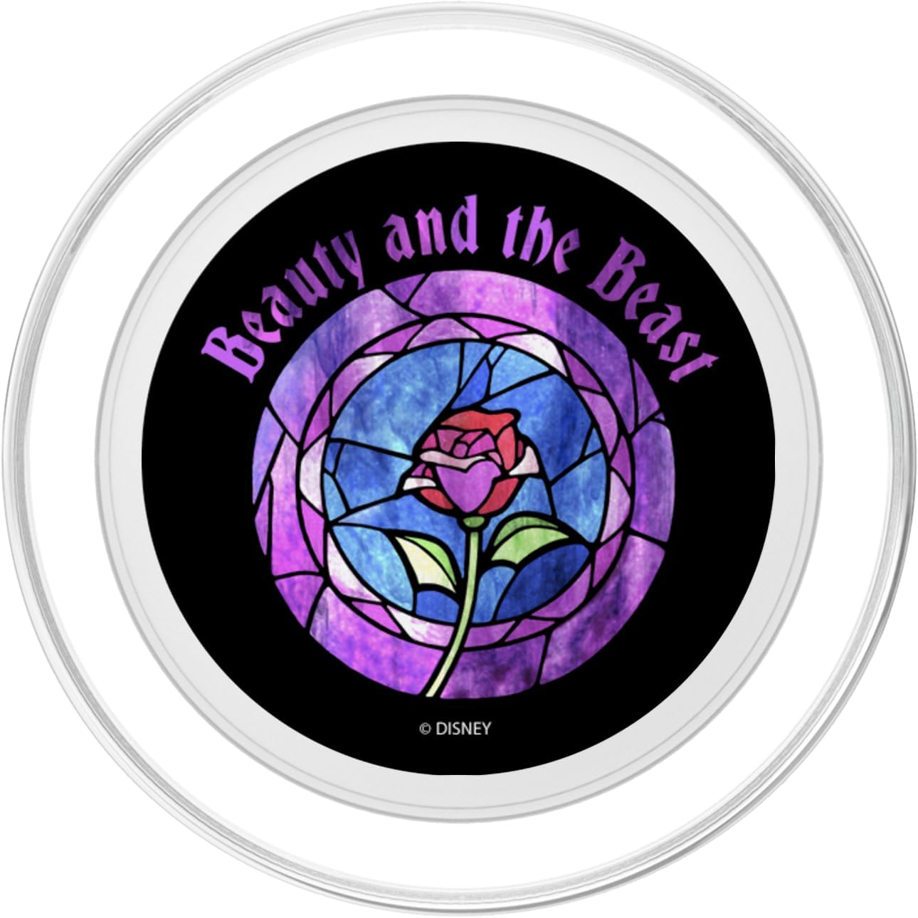 Disney Beauty And The Beast Neon Rose Stained Glass PopSockets MagSafe PopGrip for iPhone