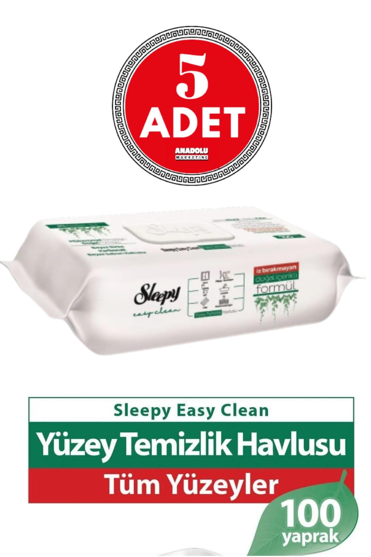 Sleepy Easy Clean Yüzey Temizlik Havlusu 100' lü x 5 Adet
