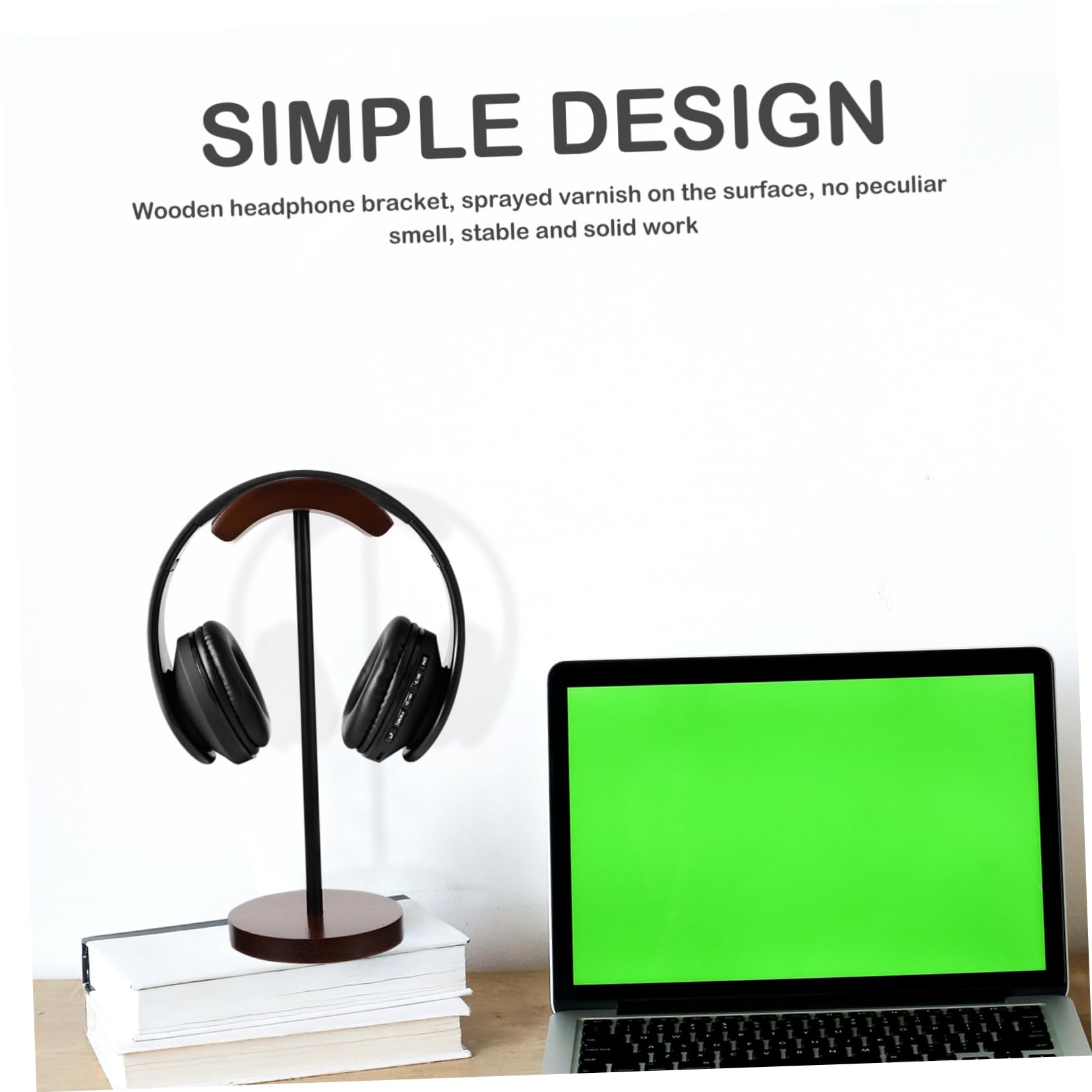 SEWACC Soporte Auriculares Base de Madera Organizador de Escritorio Compacto para Auriculares Inalámbricos Estante Estable para Almacenamiento de Cascos Gaming y Oficina
