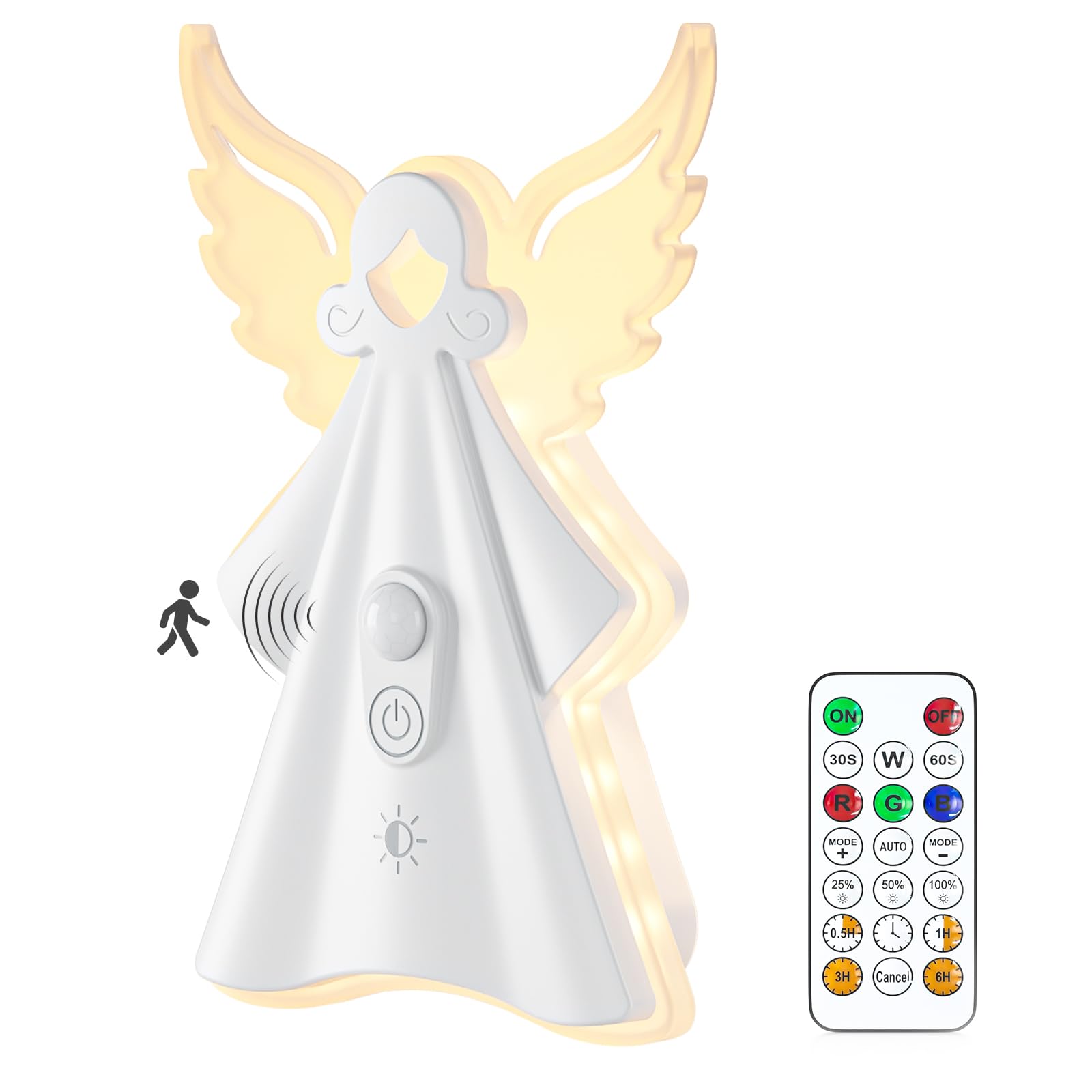 WOBANE Luz Nocturna Infantil Recargable, Lampara Quitamiedos con Mando a Distancia Temporizador, 18 Colores Regulable Luz de Noche con Sensor, Regalo para Niños Navidad