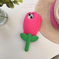 Vista 6 de Fundas para teléfono Kawaii compatibles con iPhone 13 Pro Max, linda funda de flores de tulipán de dibujos animados 3D de silicona suave para iPhone