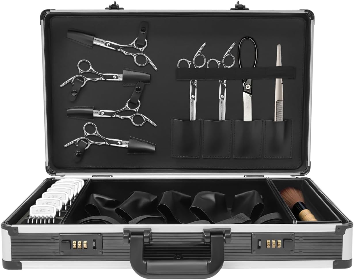 Barber Carrying Case Toolbox Hairdressing Scissor Tool Storage 2 Password Buckle