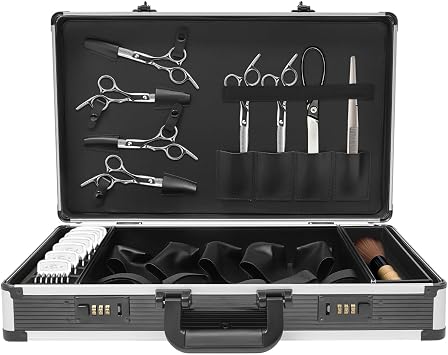 Barber Accessories Case,Trimmer Organizer,Clipper Bag,Barbers Briefcase Tool Case,Barbers Suitcase,Barber Carrying Case,Salon Hair Cutting Tools Storage Box,Hairdresser Travel Suitcase Black,White