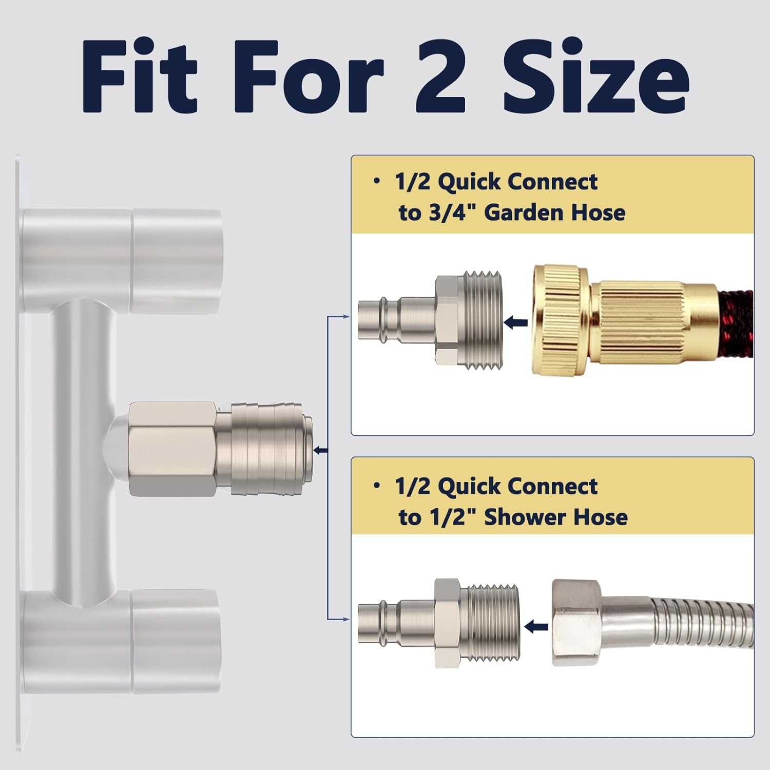 4" All Metal RV Shower Faucet Valve with 3 Pack Heavy Duty Brass RV Exterior Shower Quick Conncet Kit