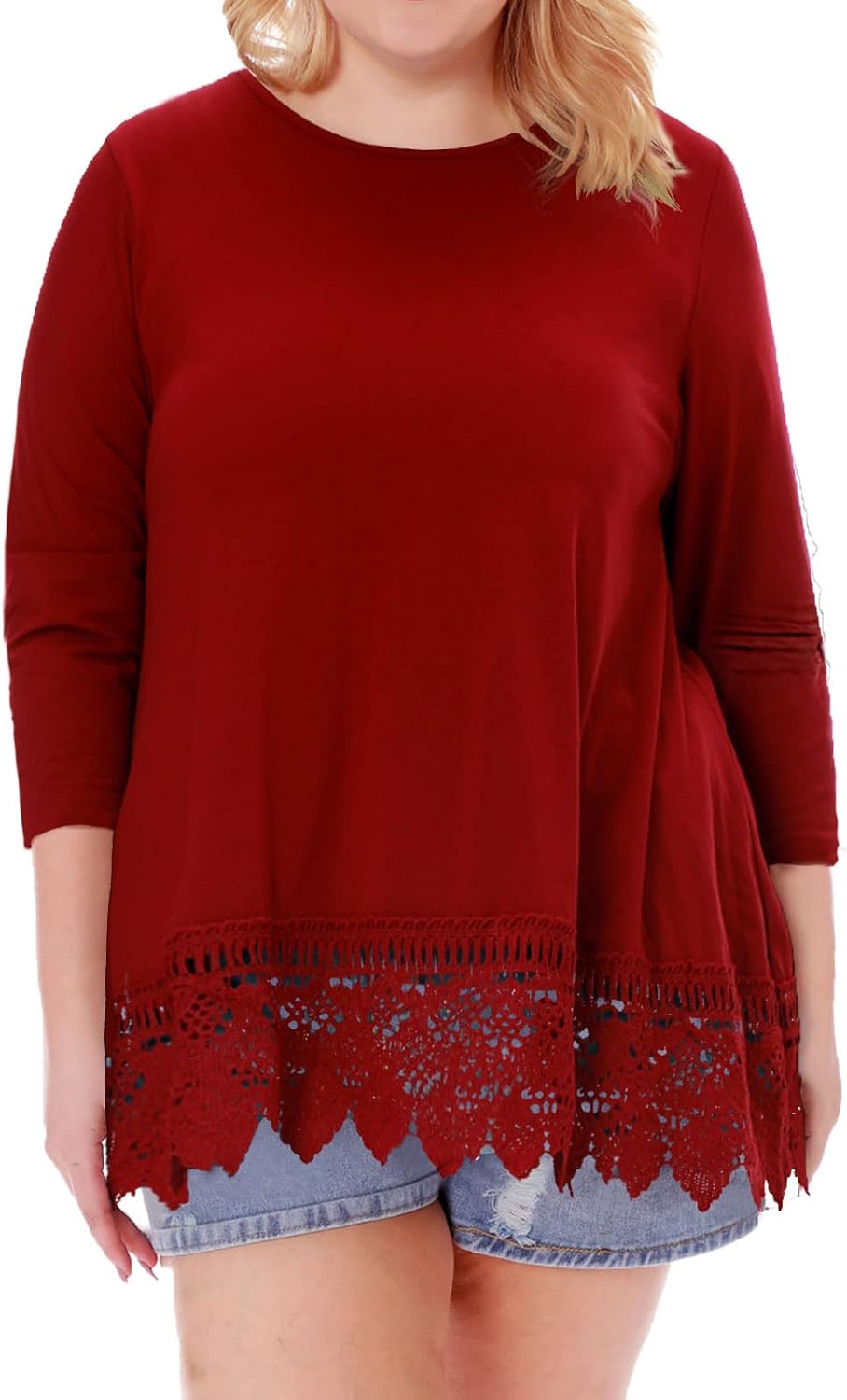 XiaoMaAnJi Plus Size Lace Hem Flowy Tank Top For Women - Purple, 1X, Scoop Neck & Sleeveless - View #12