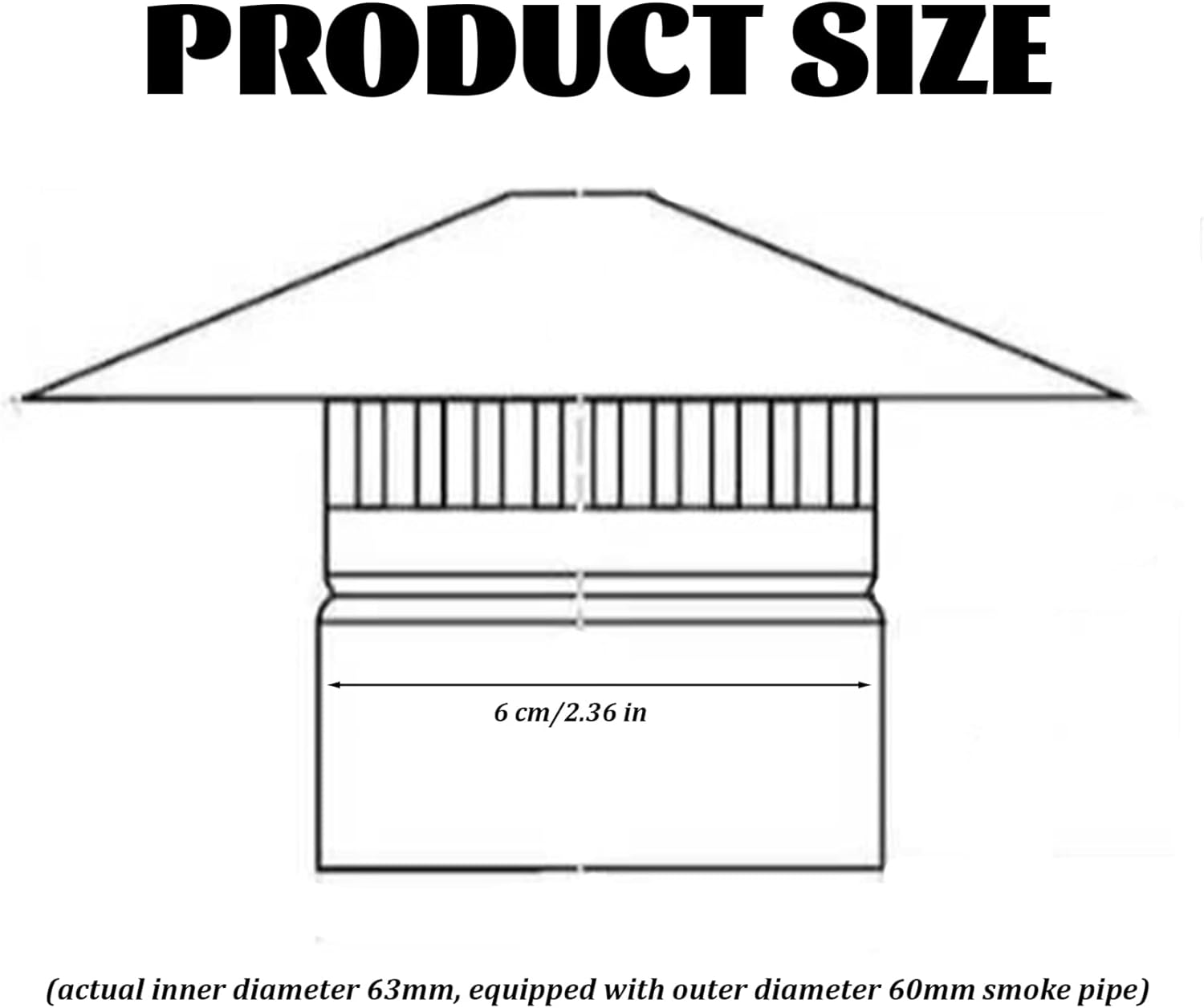 Chimney Cowl 2.5 Inch Inner Dia Stainless Steel Round Rain Protection Stove Pipe Topper for Exterior Fireplace Flue Chimney Cover Fireplace Caps Caps Cover